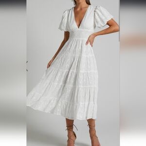 Showpo White Maxi Dress with Lace Detail